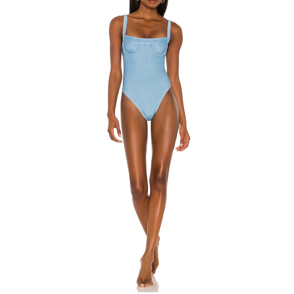 Kyra one piece swimsuit blue denim XS